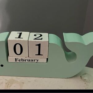 Mint Green nautical Whale wood Perpetual Calendar